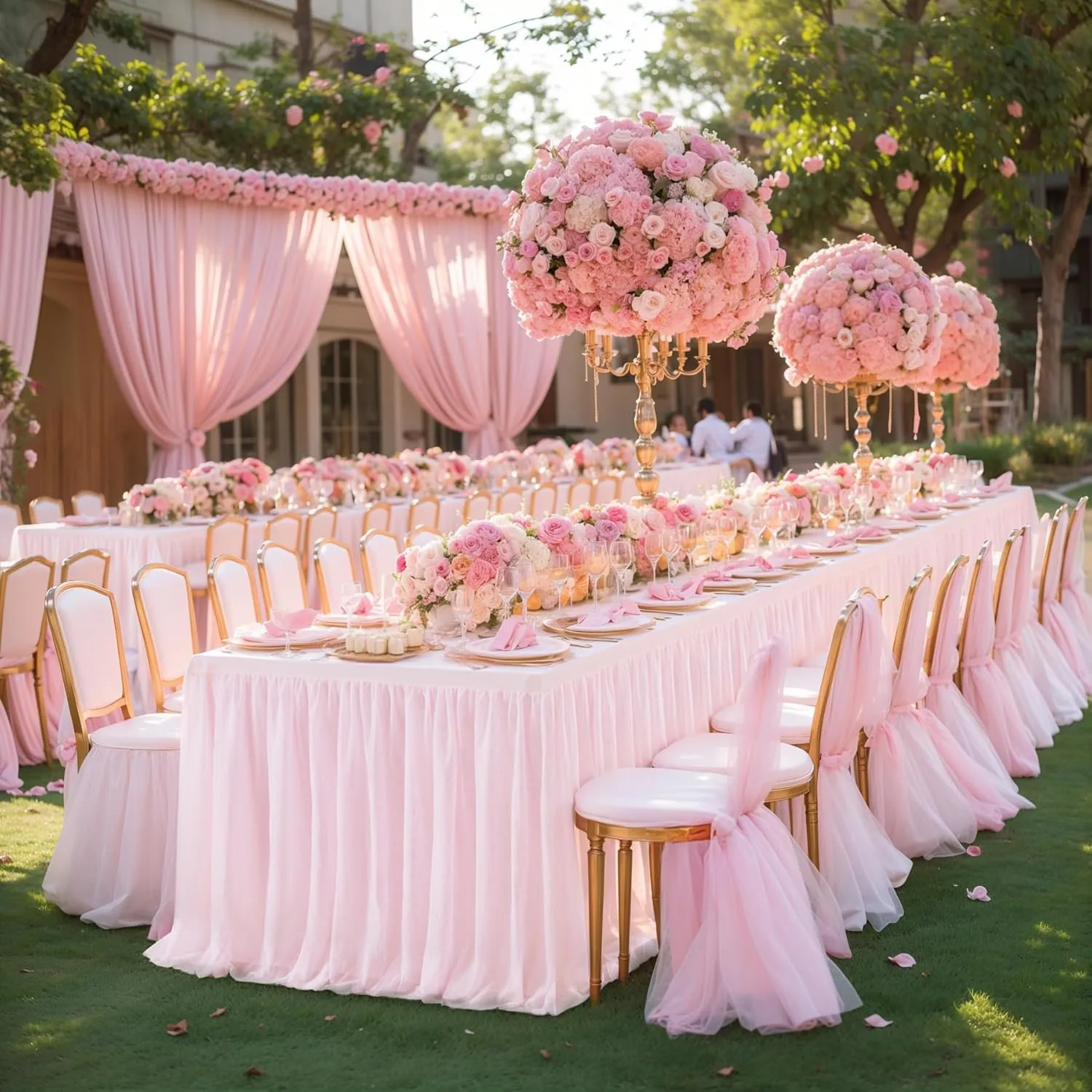 1 Pack Pink Table Cloth for Rectangle Tables, 6FT Tulle Table Skirt Stretch Fitted Tablecloth, Wrinkle Free Ruffle Tutu Table Cover for Girls Birthday Party Wedding Baby Bridal Shower Cake