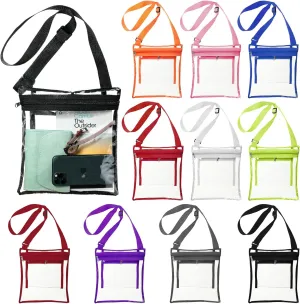 10 Pcs Transparent Bag Stadium Approved Crossbody Bag See Through Vinyl Transparent Crossbody Purse Clear Handbag with Inner Pocket and Adjustable Strap for Concerts Sports Events Festivals, 10 Color