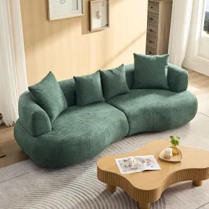 102.3'' Modern Luxury Oversized Curved Combination Sofa Comfortable Fabric Terry Sofas Tight Curved Back Sofa for Living Room Bedroom Office Apartment (Green, 102.3'')