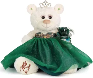 12" Quince Anos Teddy Bear with Dress Embroidery Mis 15 Anos Centerpiece (Without Stand) B09631-33G-N (Emerald Green)
