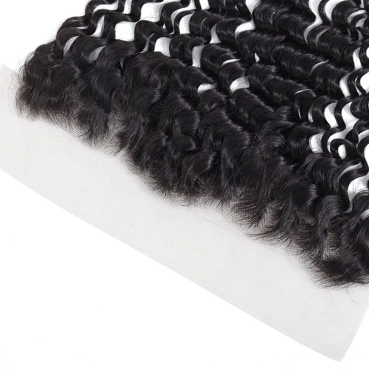 13x4 Ear To Ear 100% Unprocessed Virgin Deep Wave Human Hair Swiss Lace Frontal Closure Bleached Knots Pre Plucked Natural Color (13x4 Deep Wave, 22 Inch)