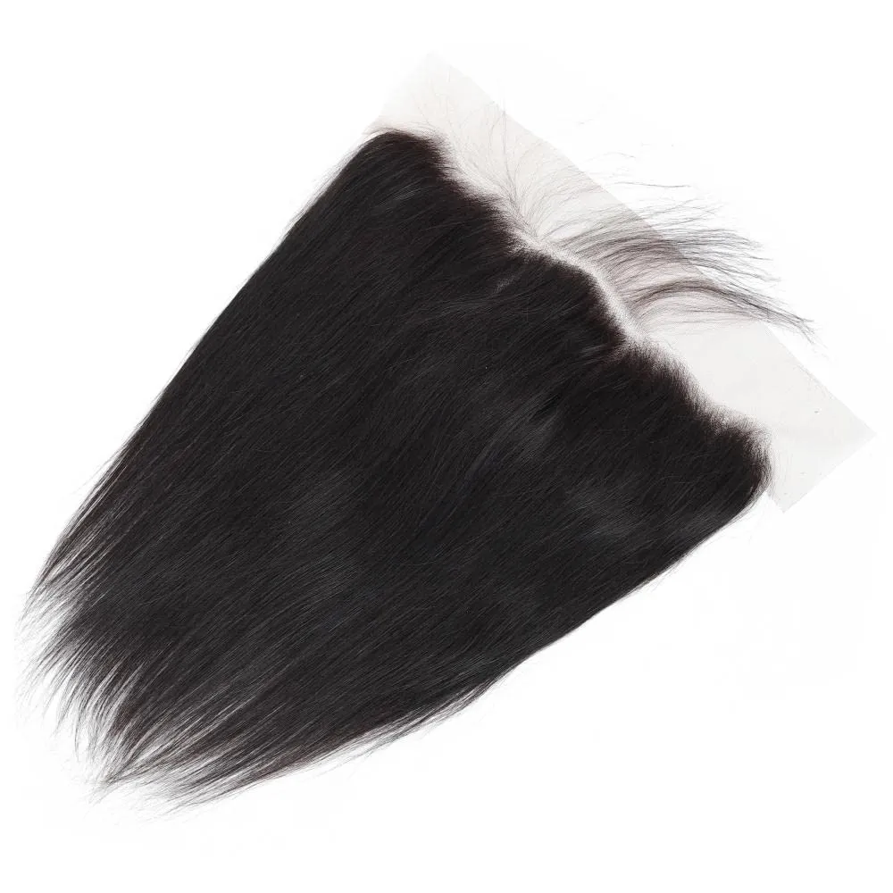 13x4 Ear to Ear Transparent HD Lace Frontal Closure 12A Unprocessed Brazilian Virgin Human Hair Frontal 18 Inch Silky Straight Full Lace Front Closure Pre-Plucked Natural Black Color