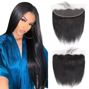 13x4 Ear to Ear Transparent HD Lace Frontal Closure 12A Unprocessed Brazilian Virgin Human Hair Frontal 18 Inch Silky Straight Full Lace Front Closure Pre-Plucked Natural Black Color