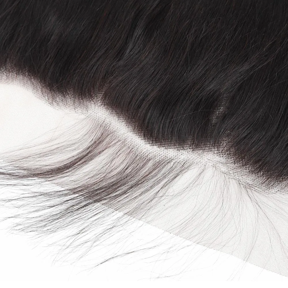13x4 Ear to Ear Transparent HD Lace Frontal Closure 12A Unprocessed Brazilian Virgin Human Hair Frontal 18 Inch Silky Straight Full Lace Front Closure Pre-Plucked Natural Black Color