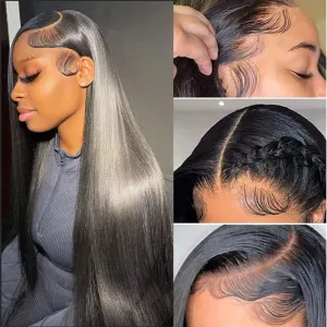 13x6 Lace Front Wigs Human Hair 180 Density Straight HD Transparent Lace Front Human Hair Wigs for Women 13x6 Lace Front Wigs Human Hair Pre Plucked with Baby Hair Natural Color (26 Inch)
