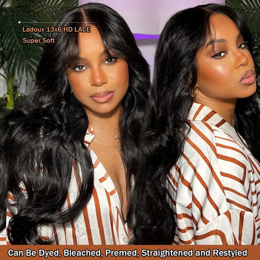 13x6 Lace Front Yaki Straight Wig HD Transparent Yaki Straight Frontal Closure Human Hair Wigs for Women 20Inch 180% Density Glueless Wig Pre Plucked With Baby Hair