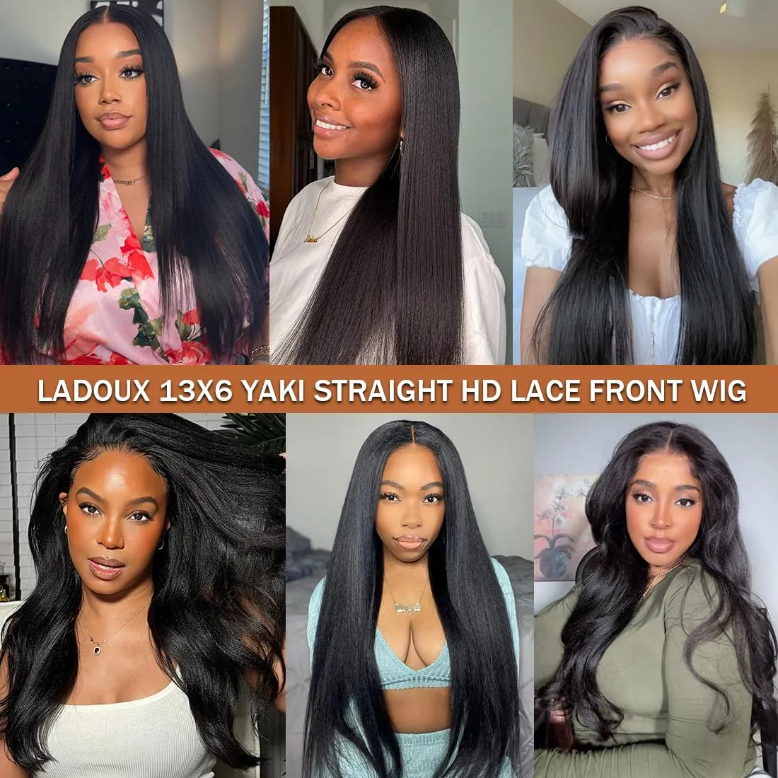 13x6 Lace Front Yaki Straight Wig HD Transparent Yaki Straight Frontal Closure Human Hair Wigs for Women 20Inch 180% Density Glueless Wig Pre Plucked With Baby Hair