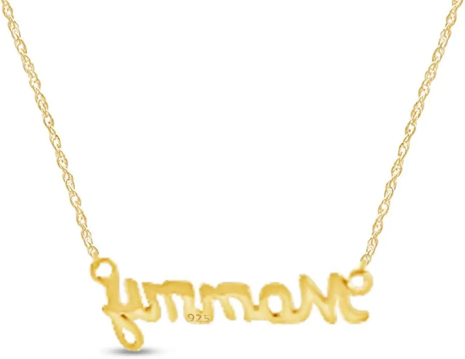 14k Gold Over Sterling Silver Plain Metal In Monogram Moomy Name Letter Pendant Necklace Along With 18" Chain For Womens