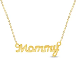 14k Gold Over Sterling Silver Plain Metal In Monogram Moomy Name Letter Pendant Necklace Along With 18" Chain For Womens