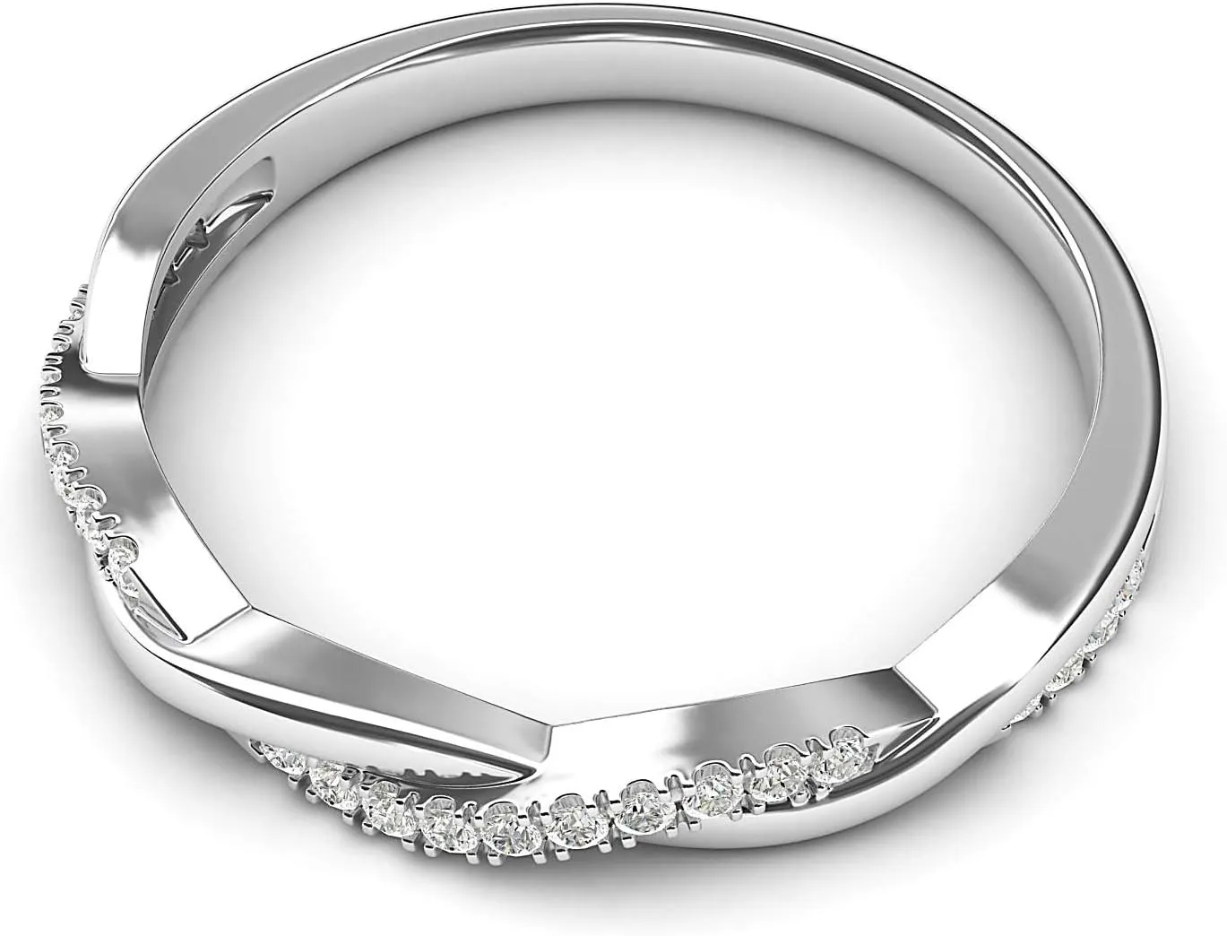 14k White Gold 2.5mm Petite Twisted Vine Simulated Diamond Ring Wedding Band Matching Ring