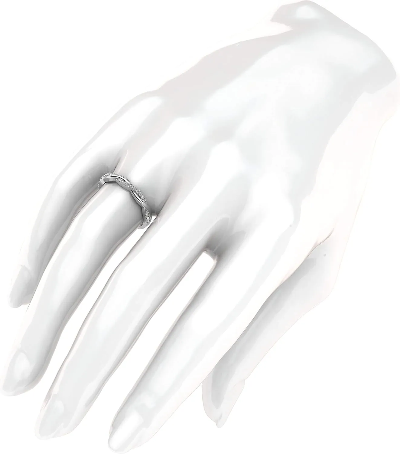14k White Gold 2.5mm Petite Twisted Vine Simulated Diamond Ring Wedding Band Matching Ring