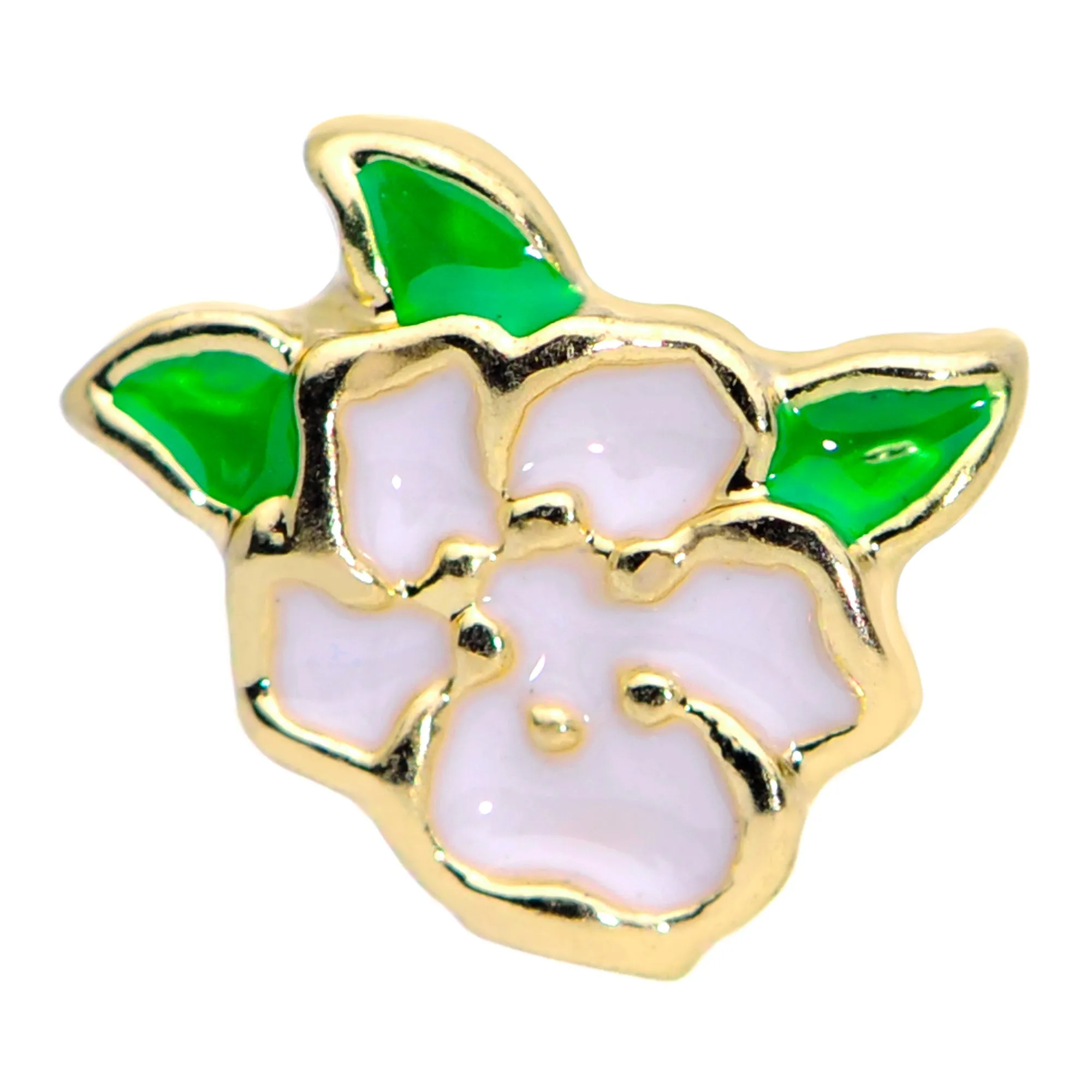 16 Gauge 5/16 Gold Tone White Spring Flower Labret Monroe Tragus