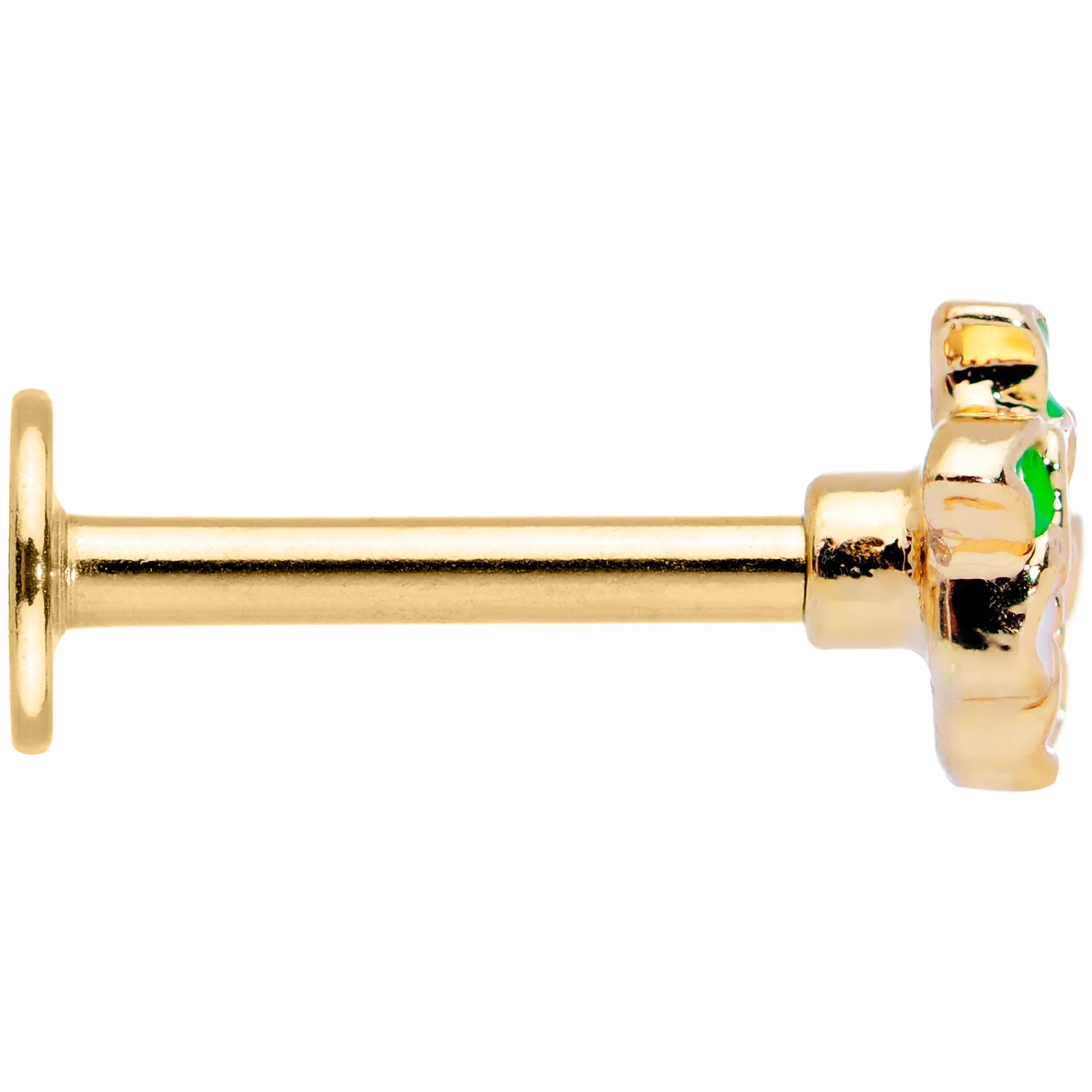 16 Gauge 5/16 Gold Tone White Spring Flower Labret Monroe Tragus