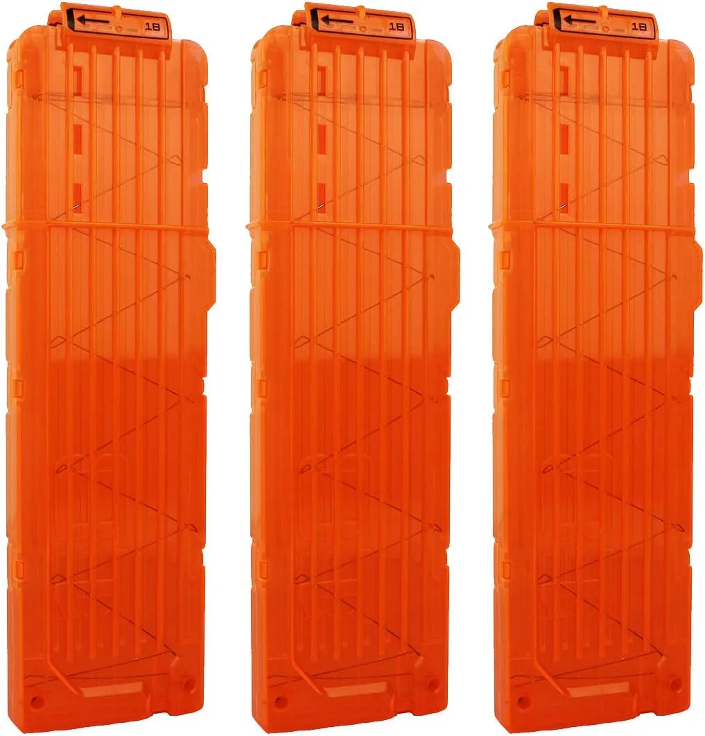 18-Darts Magazines Clips, 3 Pack 18 Darts Quick Reload Bullet Clips Magazine Clips for Nerf n-Strike Elite Blaster Transparent (Orange)