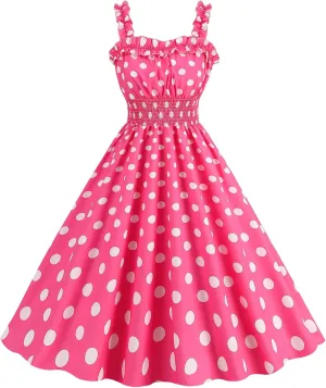 1950s Dresses for Women Vintage Retro Cocktail Party Swing Dresses Halter Floral Rockabilly 50s Polka Dot Pin up Dress