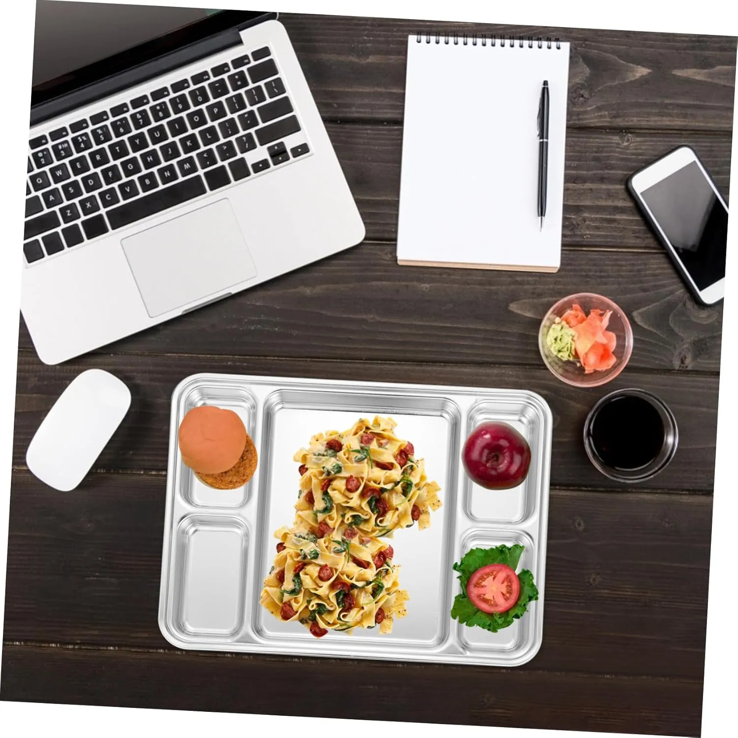 1pc Stainless Steel Divided Food Plate Material Multi-functional Storage Dish for Dried Fruits and Snacks Easy to Clean for Portion Control and Serving