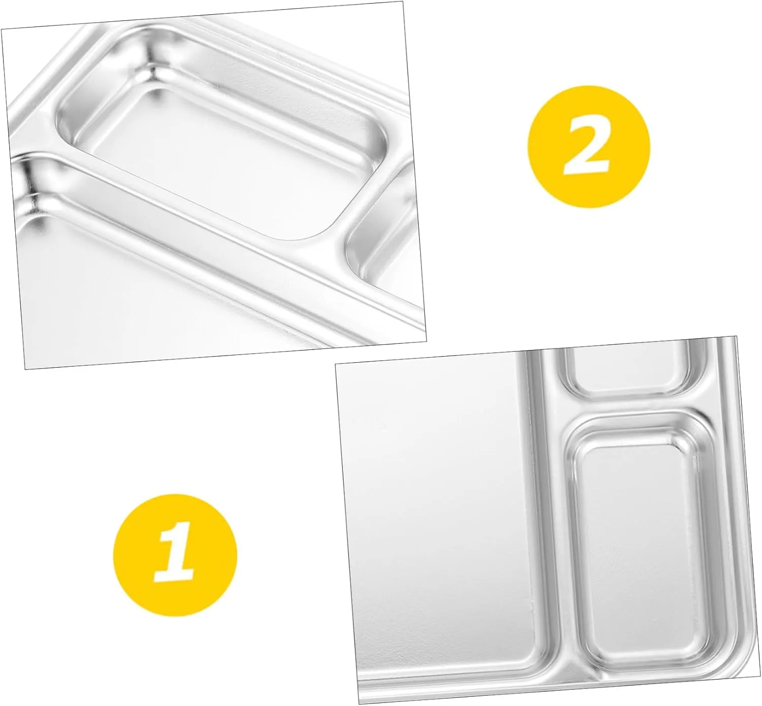 1pc Stainless Steel Divided Food Plate Material Multi-functional Storage Dish for Dried Fruits and Snacks Easy to Clean for Portion Control and Serving