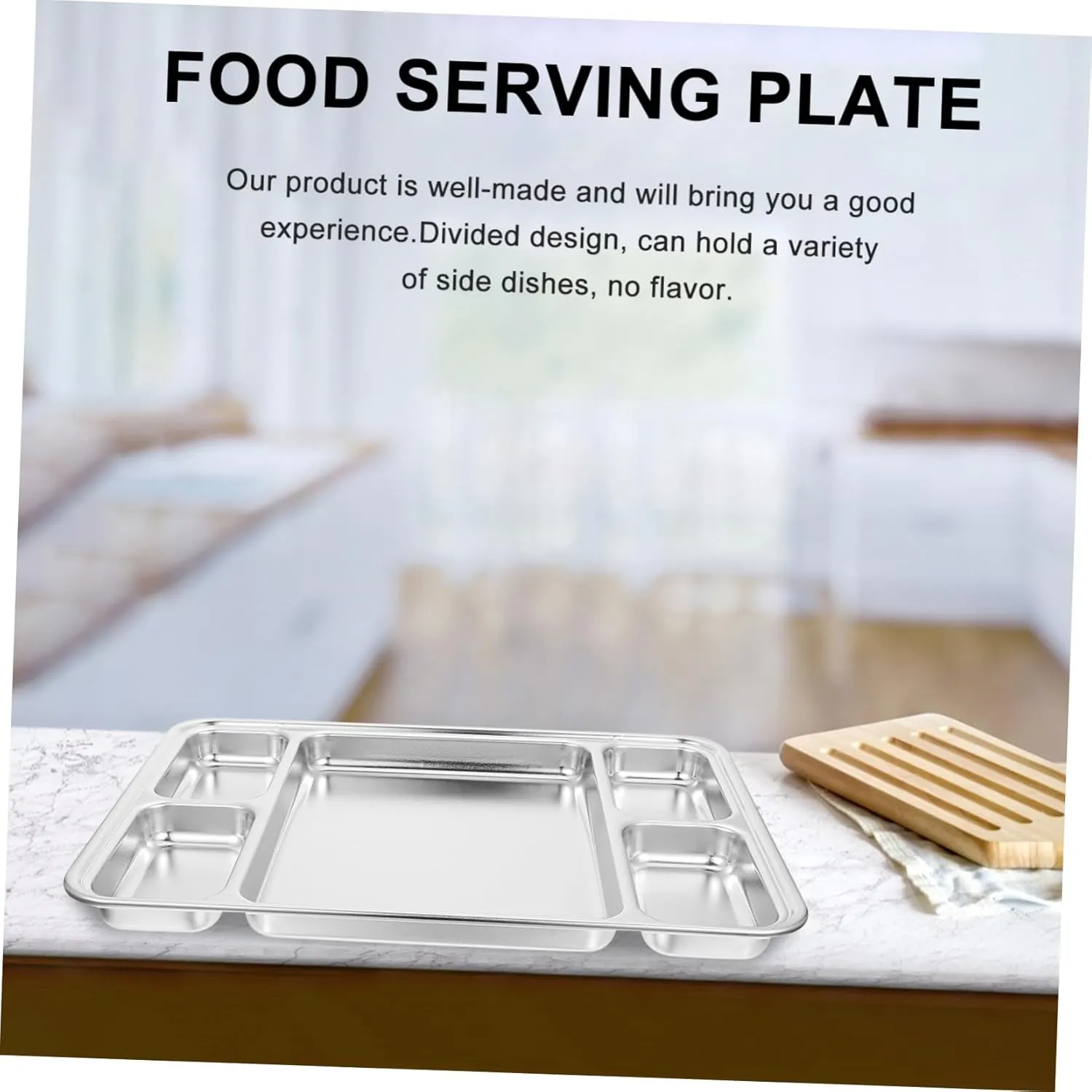 1pc Stainless Steel Divided Food Plate Material Multi-functional Storage Dish for Dried Fruits and Snacks Easy to Clean for Portion Control and Serving