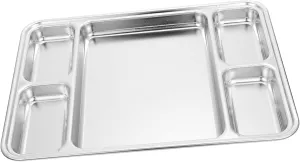 1pc Stainless Steel Divided Food Plate Material Multi-functional Storage Dish for Dried Fruits and Snacks Easy to Clean for Portion Control and Serving