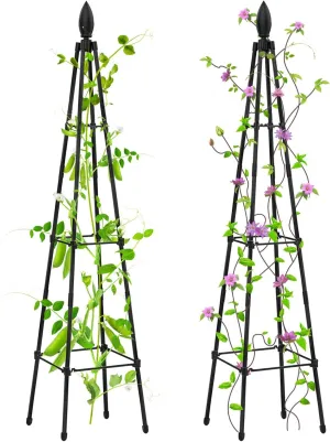 2 Packs Garden Trellis for Climbing Plants Outdoor, deaunbr Plant Support Tower Obelisk Trellis Garden Trellises for Vines, Flowers Stands, Indoor Potted Plants, Rose, Cucumber, Pea, Tomato, Clematis