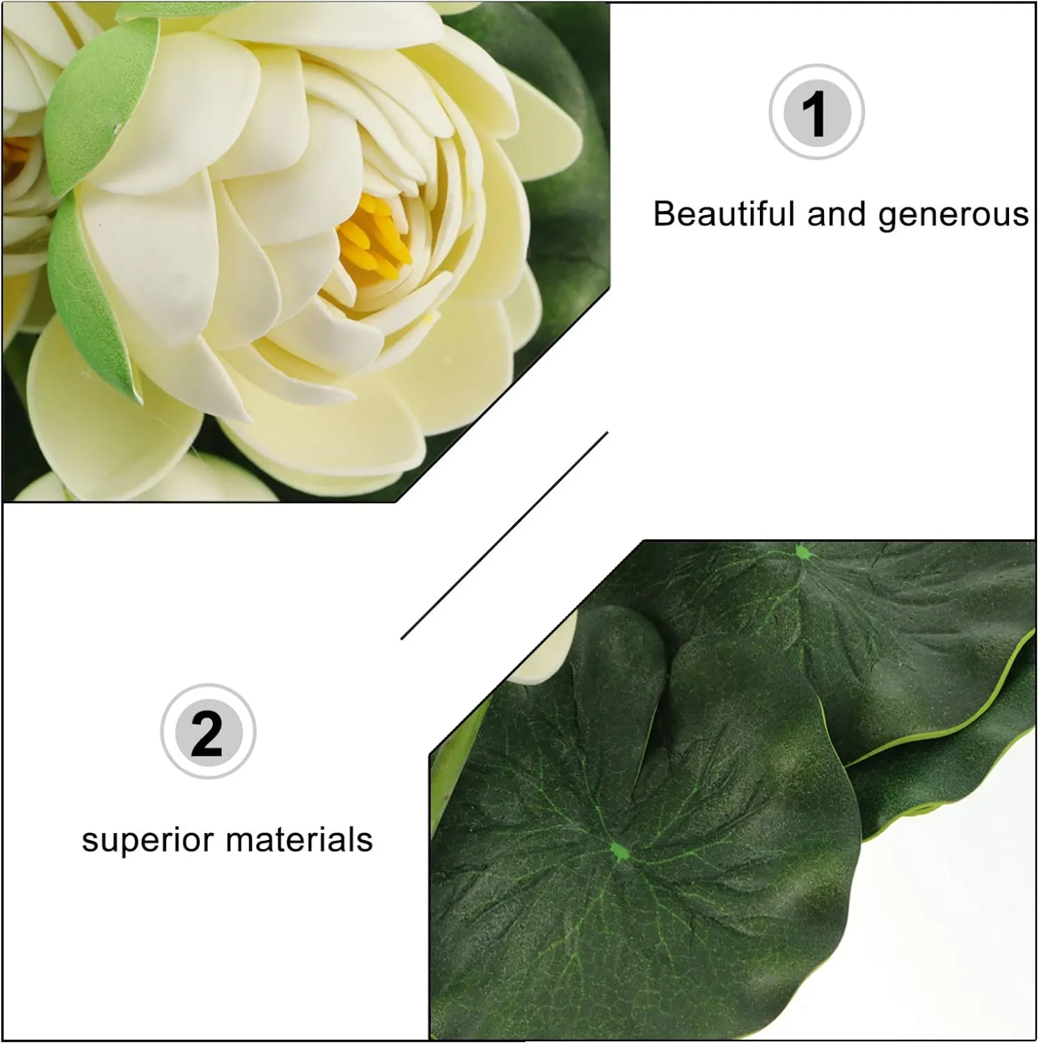 2 Pcs Artificial Lotus Flower Fake Slik Lotus Realistic Water Fake Flower Bouquetfaux Flower Picks Vase Flower Arrangement for Spring Easter Party Home Wedding Garden