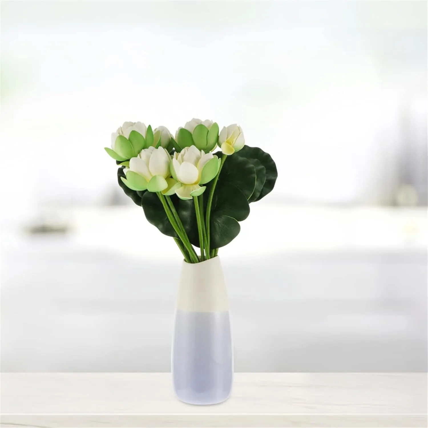 2 Pcs Artificial Lotus Flower Fake Slik Lotus Realistic Water Fake Flower Bouquetfaux Flower Picks Vase Flower Arrangement for Spring Easter Party Home Wedding Garden