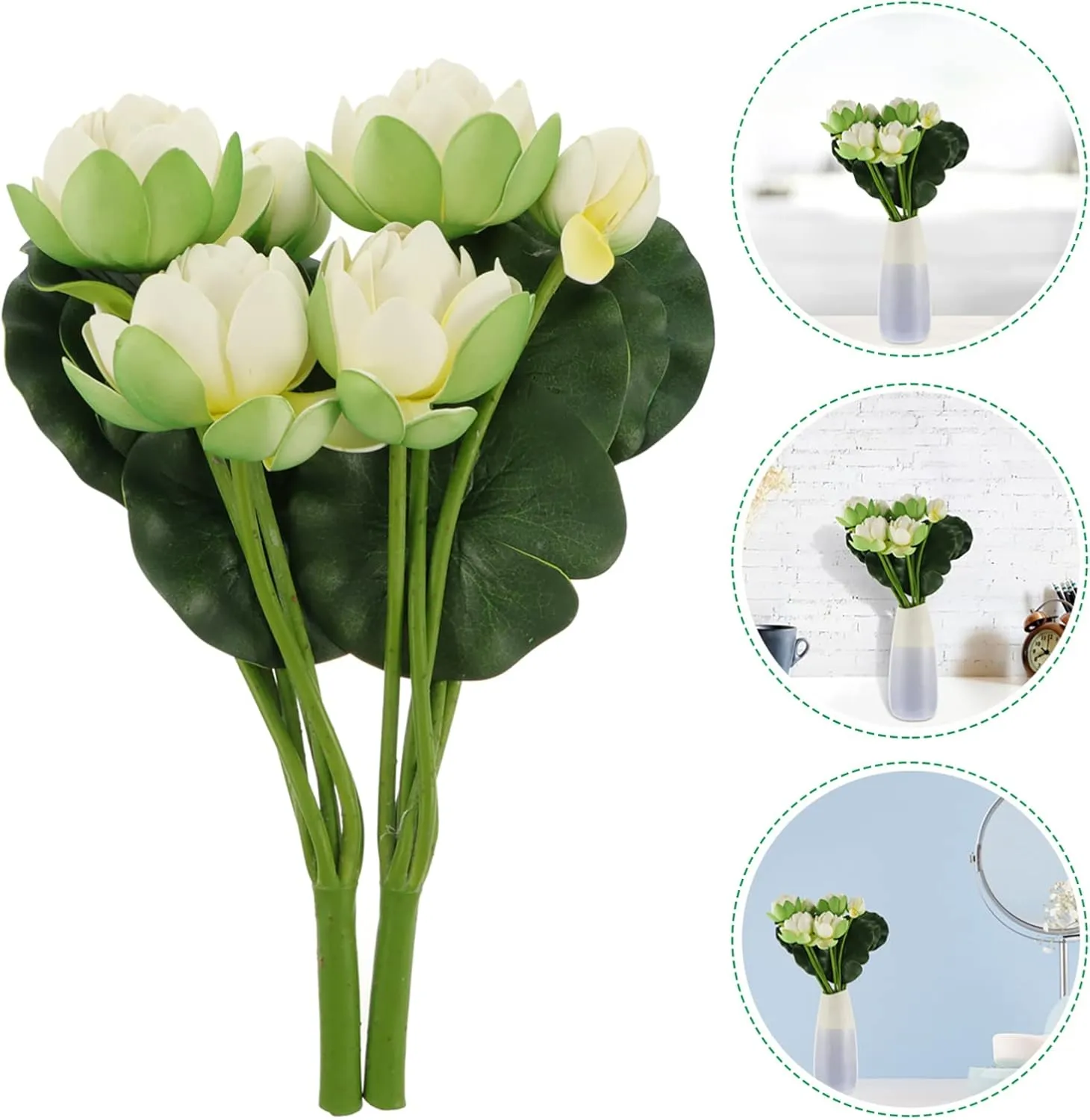 2 Pcs Artificial Lotus Flower Fake Slik Lotus Realistic Water Fake Flower Bouquetfaux Flower Picks Vase Flower Arrangement for Spring Easter Party Home Wedding Garden