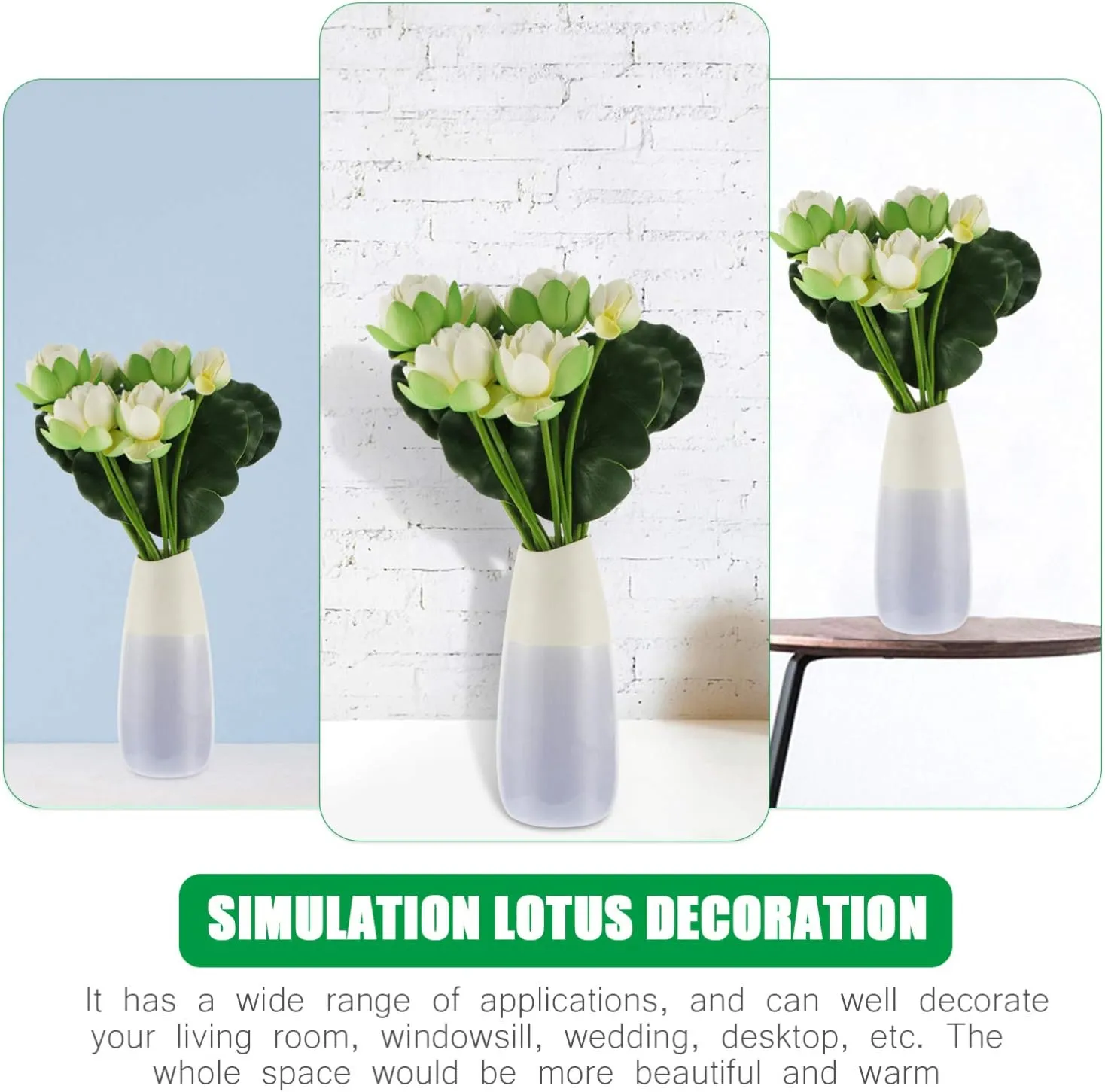 2 Pcs Artificial Lotus Flower Fake Slik Lotus Realistic Water Fake Flower Bouquetfaux Flower Picks Vase Flower Arrangement for Spring Easter Party Home Wedding Garden