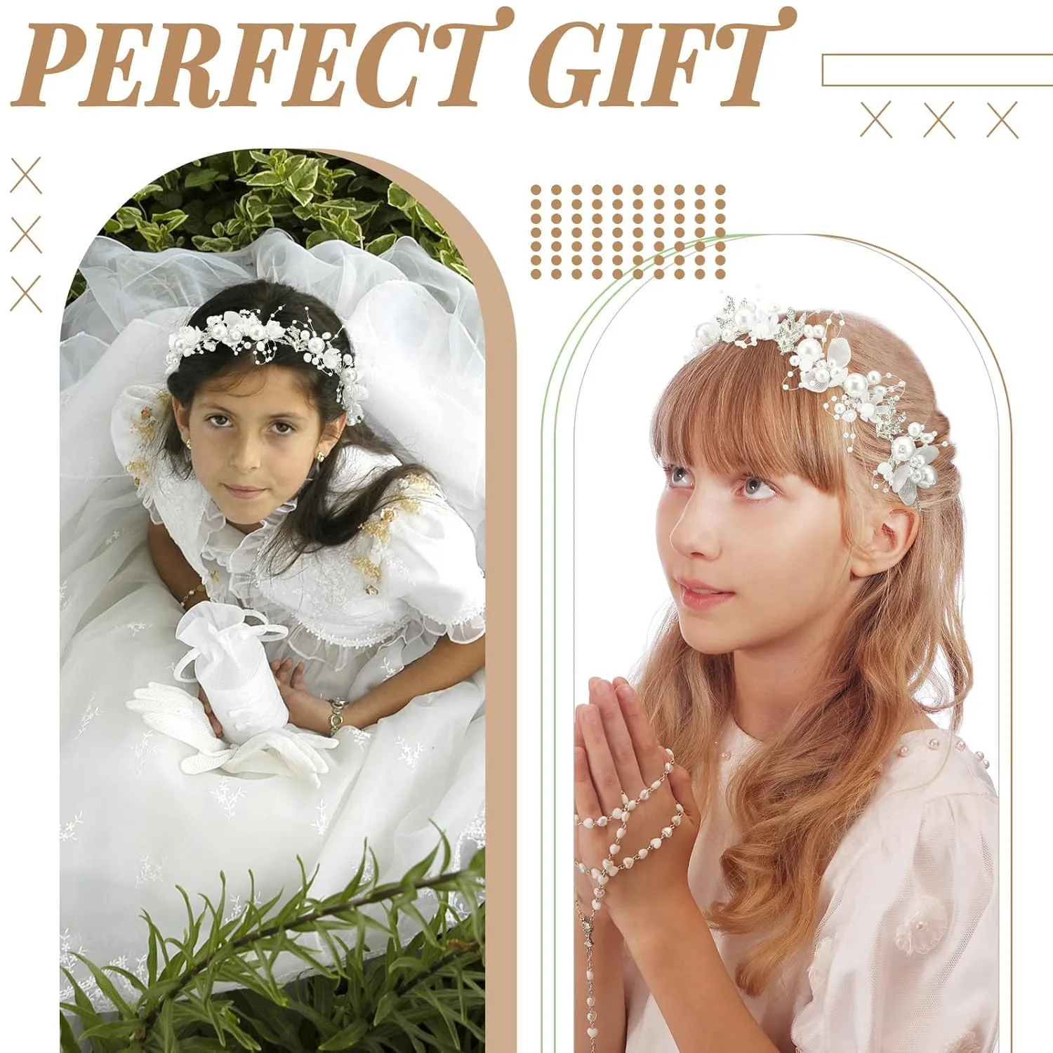 2 Pcs Flower Girl Headpiece Rhinestone Crystal Wedding Headband Bridal Flower Headband for Girls Baby Hair (Silver)