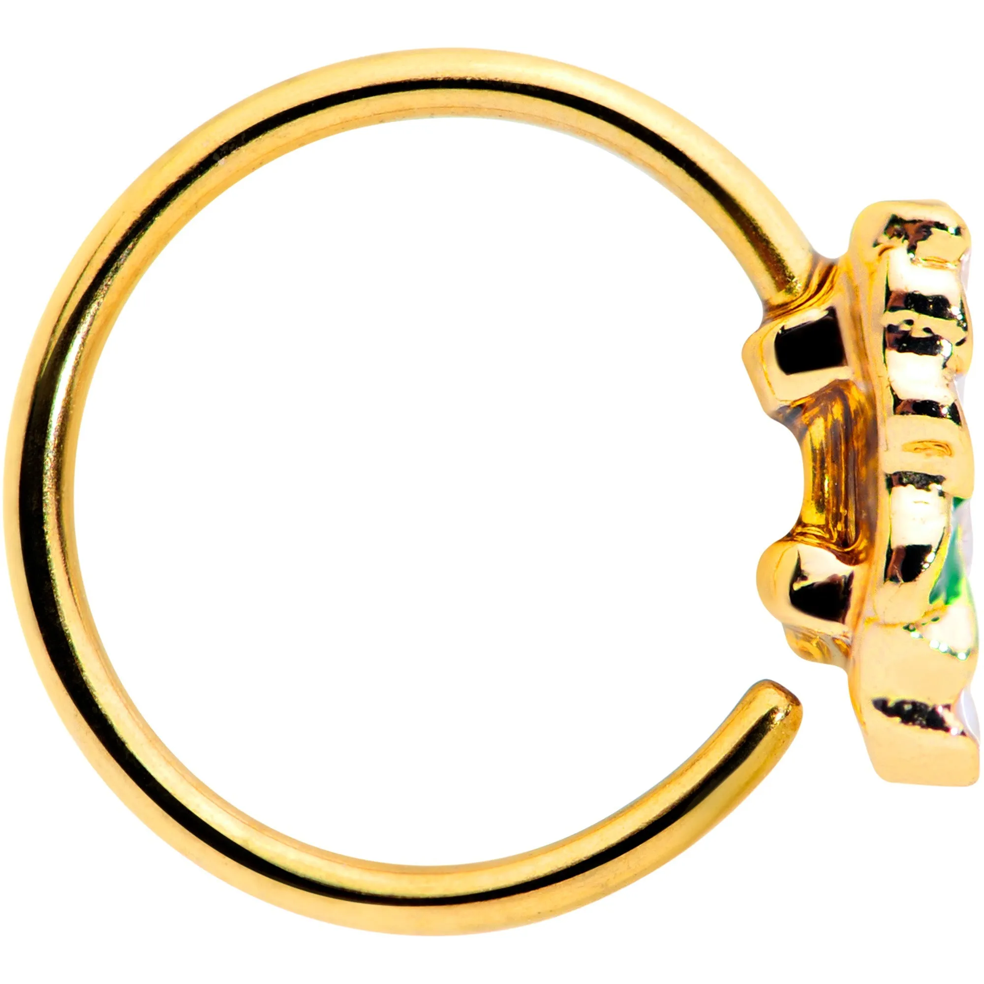 20 Gauge 5/16 Gold Tone White Spring Flower Nose Hoop
