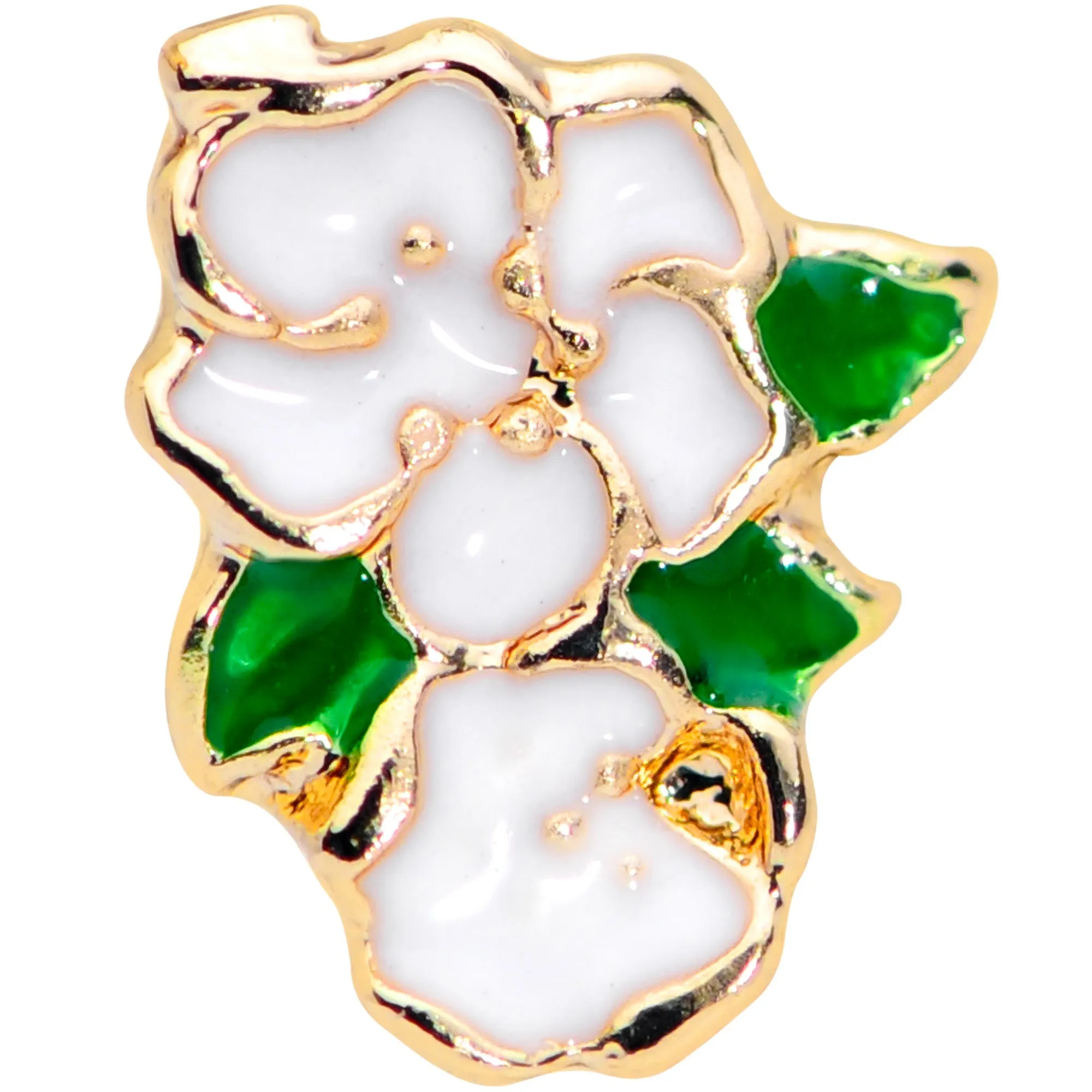 20 Gauge 5/16 Gold Tone White Spring Flower Nose Hoop