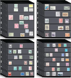 20 Sheets Stamp Collection Album Pages, Transparent Design, with Standard 9 Holes Binder for Stamp Collectors(Mixed Style)