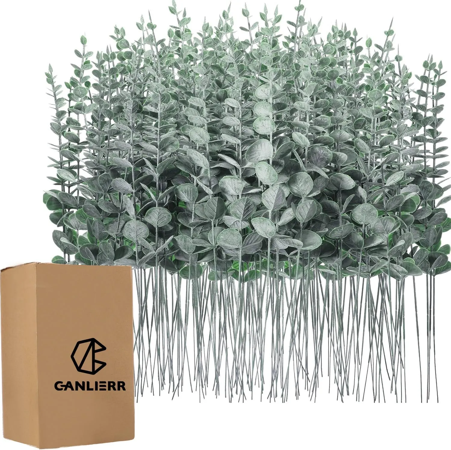 200 Pcs Eucalyptus Stems Faux Greenery Artificial Eucalyptus Leaves Decor Greenery Stems Branch for Wedding Centerpiece Flower Bouquet Farmhouse Home (Dark Green)