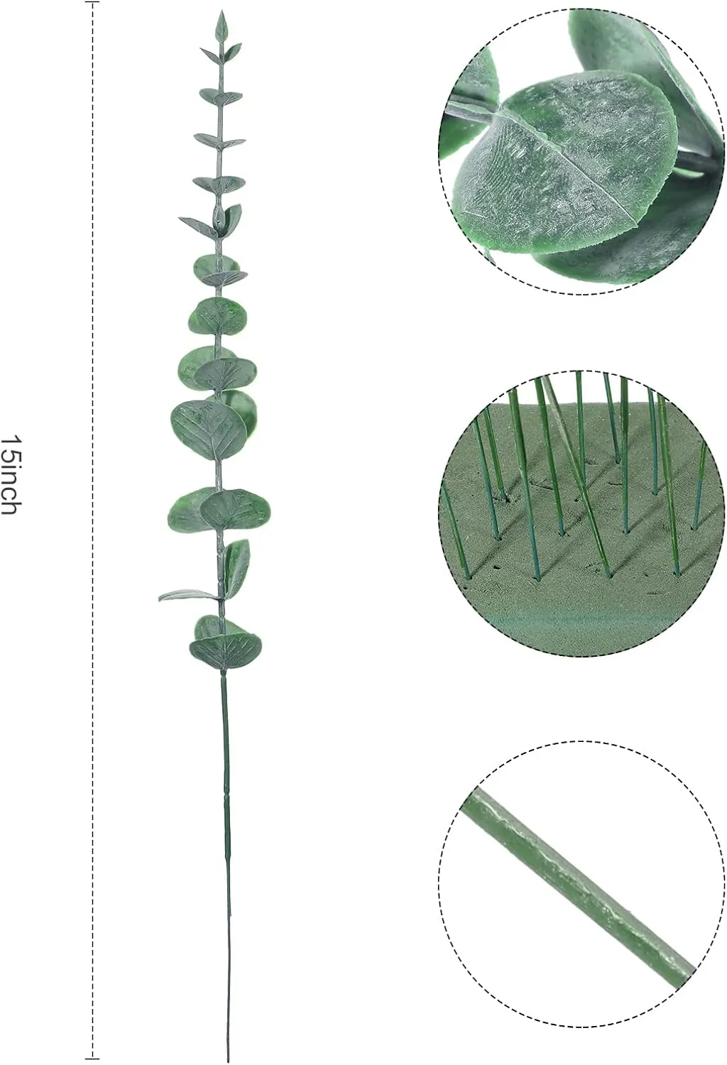 200 Pcs Eucalyptus Stems Faux Greenery Artificial Eucalyptus Leaves Decor Greenery Stems Branch for Wedding Centerpiece Flower Bouquet Farmhouse Home (Dark Green)