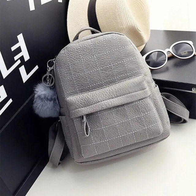 2019 Women Leather Backpack School Bag
