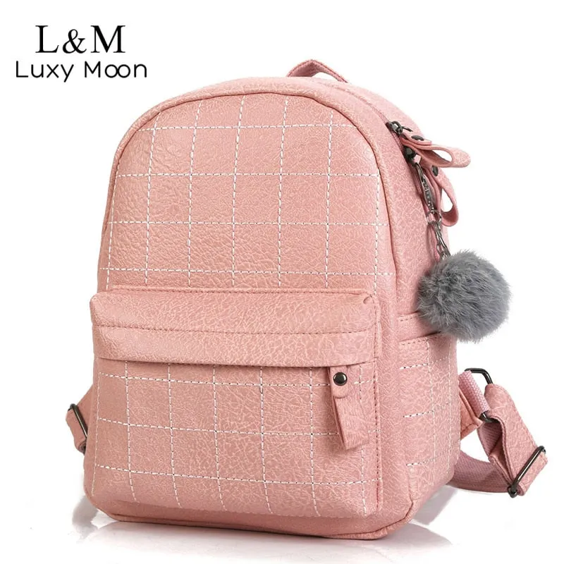 2019 Women Leather Backpack School Bag