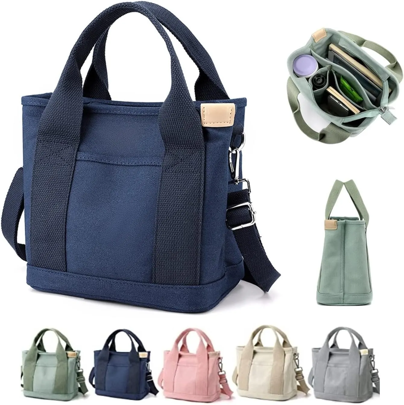 2023 New Women Large Capacity Multi-pocket Handbag, Multi-compartment Canvas Crossbody Shoulder Tote Bag For Travel Work.
