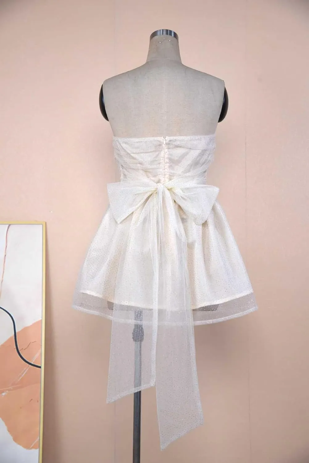 2024 Glitter Tulle Prom Dress for Teens - Strapless Short Homecoming Gown