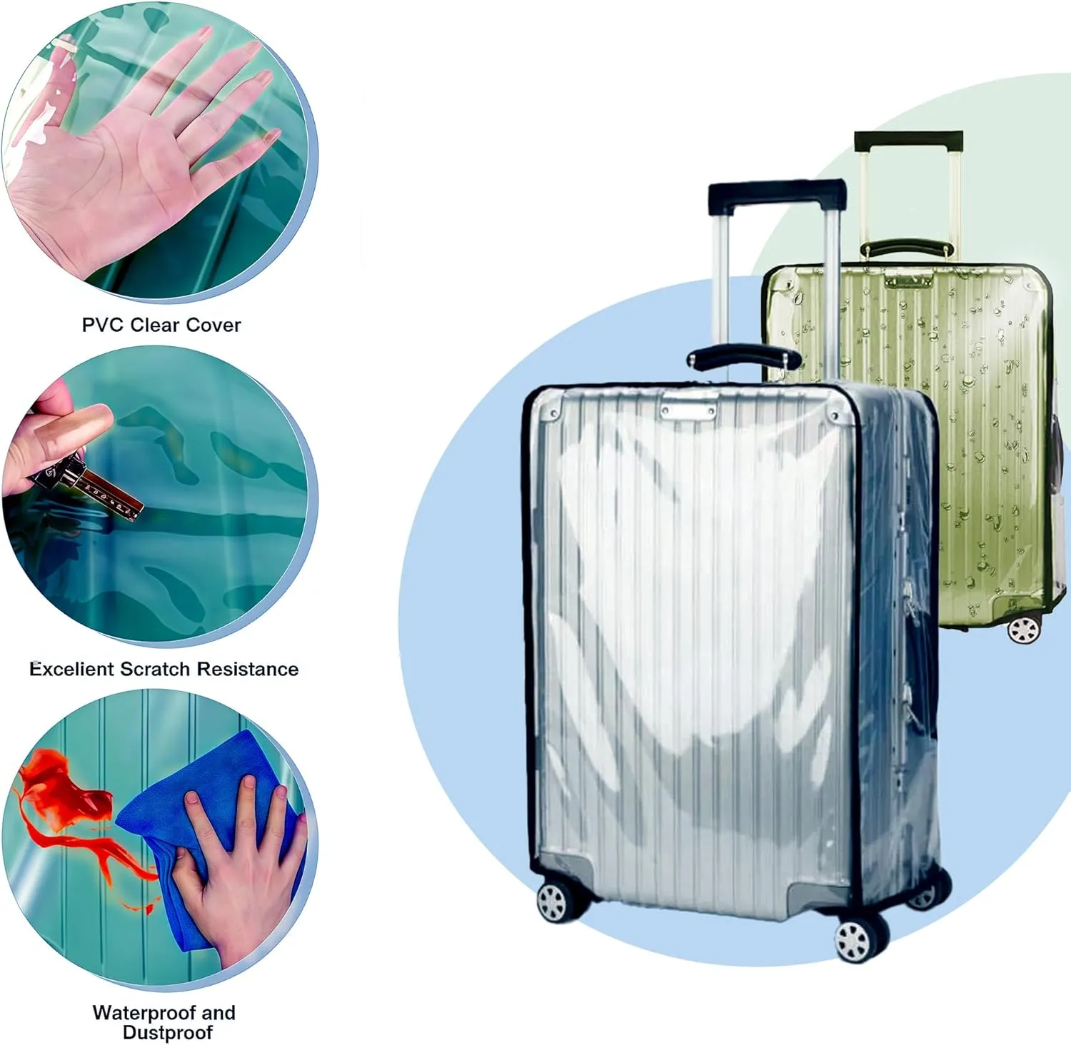 20/24/28 Inch Thicken Transparent Luggage Cover Suitcase Protector Waterproof PVC Full Clear Cover Travel Suitcase 20 24 28 inch