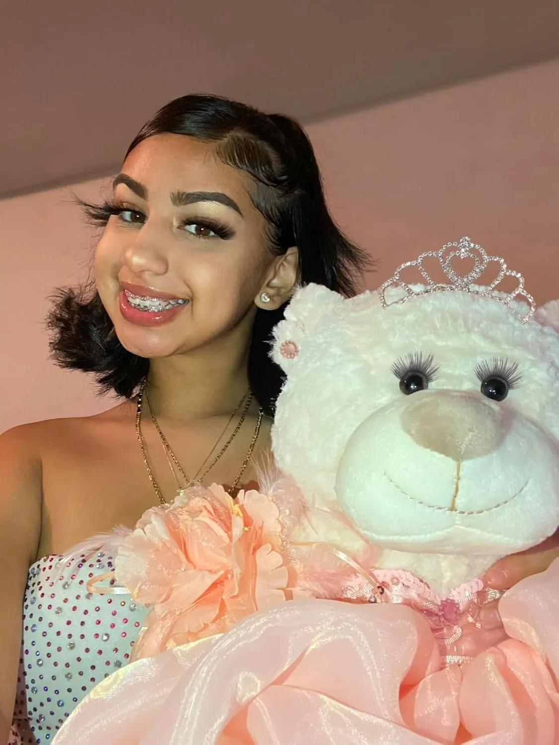 20" Quince Anos Quinceanera Last Doll Teddy Bear with Dress (Centerpiece) ~ B16632-34 (Champane)
