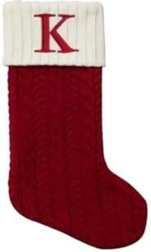 21-in Knit Monogram Christmas Stocking, Letter K