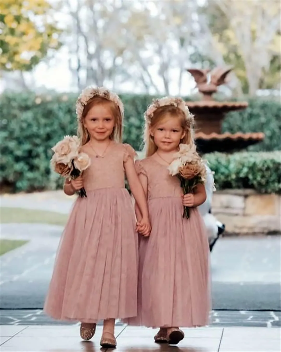 2Bunnies Girl Paisley Lace Back A-Line Straight Tutu Tulle Party Flower Girl Dress