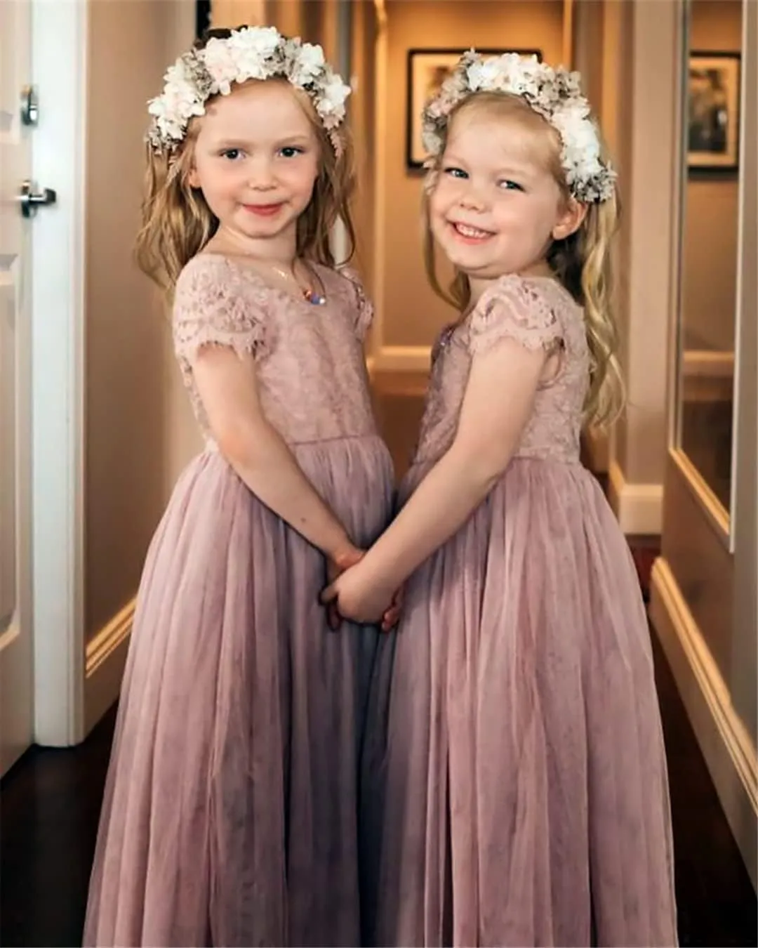 2Bunnies Girl Paisley Lace Back A-Line Straight Tutu Tulle Party Flower Girl Dress