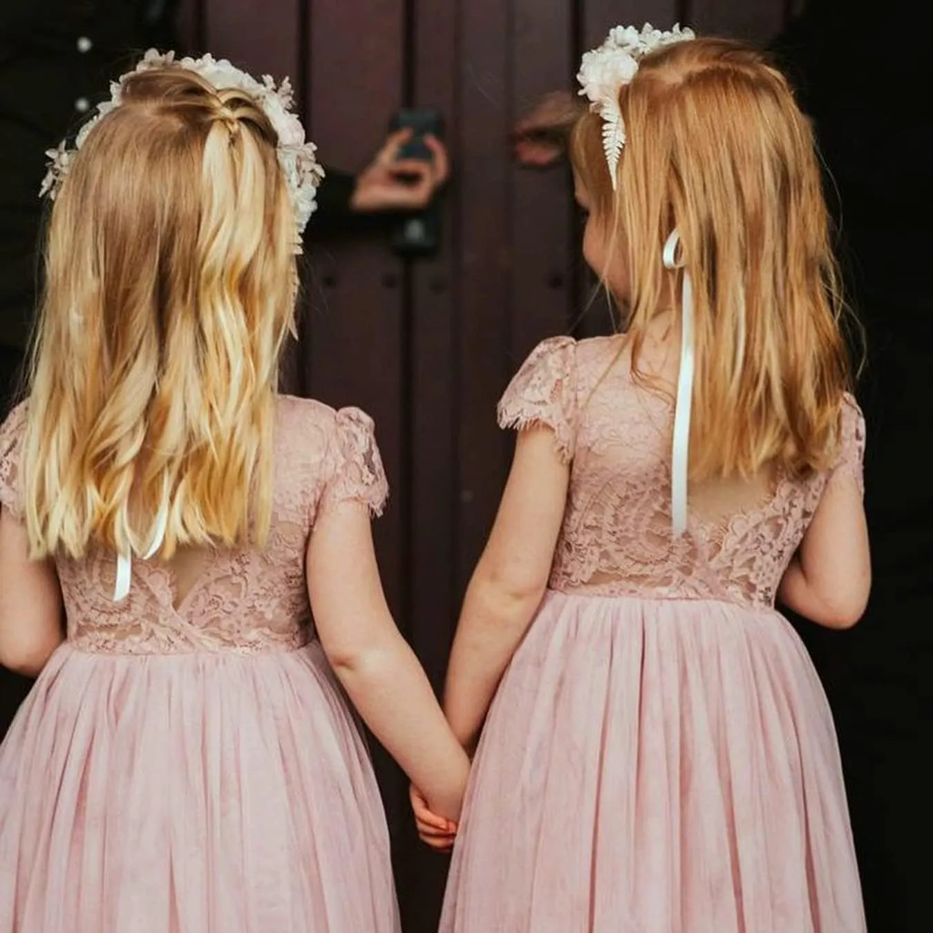 2Bunnies Girl Paisley Lace Back A-Line Straight Tutu Tulle Party Flower Girl Dress