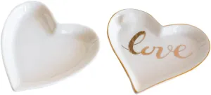 2Pcs Heart Shaped Ceramic Jewelry Tray Earring Necklace Bracelet Key Coin Watch Decoration Jewelry Tray Valentine's Day Christmas Gift