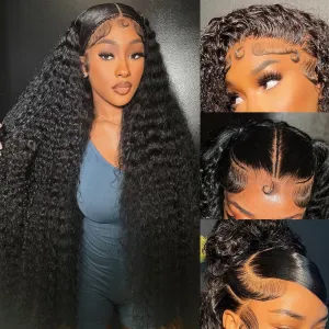 30 Inch 13x6 Deep Wave Lace Front Wigs Human Hair Curly Human Hair Wig 200% Density Wet And Wavy Water Wave HD Lace Front Wig Pre Plucked Frontal Wig