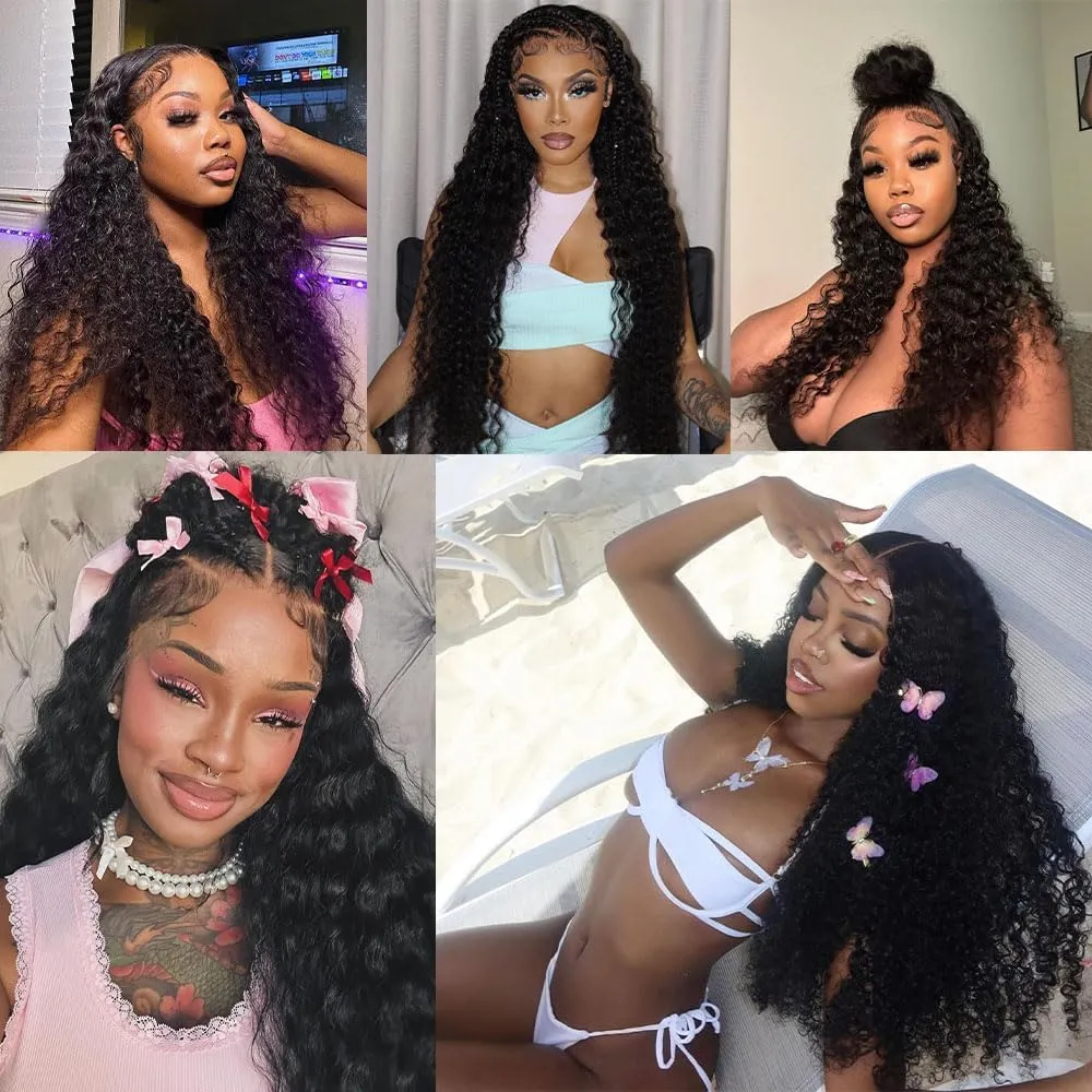 30 Inch 13x6 Deep Wave Lace Front Wigs Human Hair Curly Human Hair Wig 200% Density Wet And Wavy Water Wave HD Lace Front Wig Pre Plucked Frontal Wig