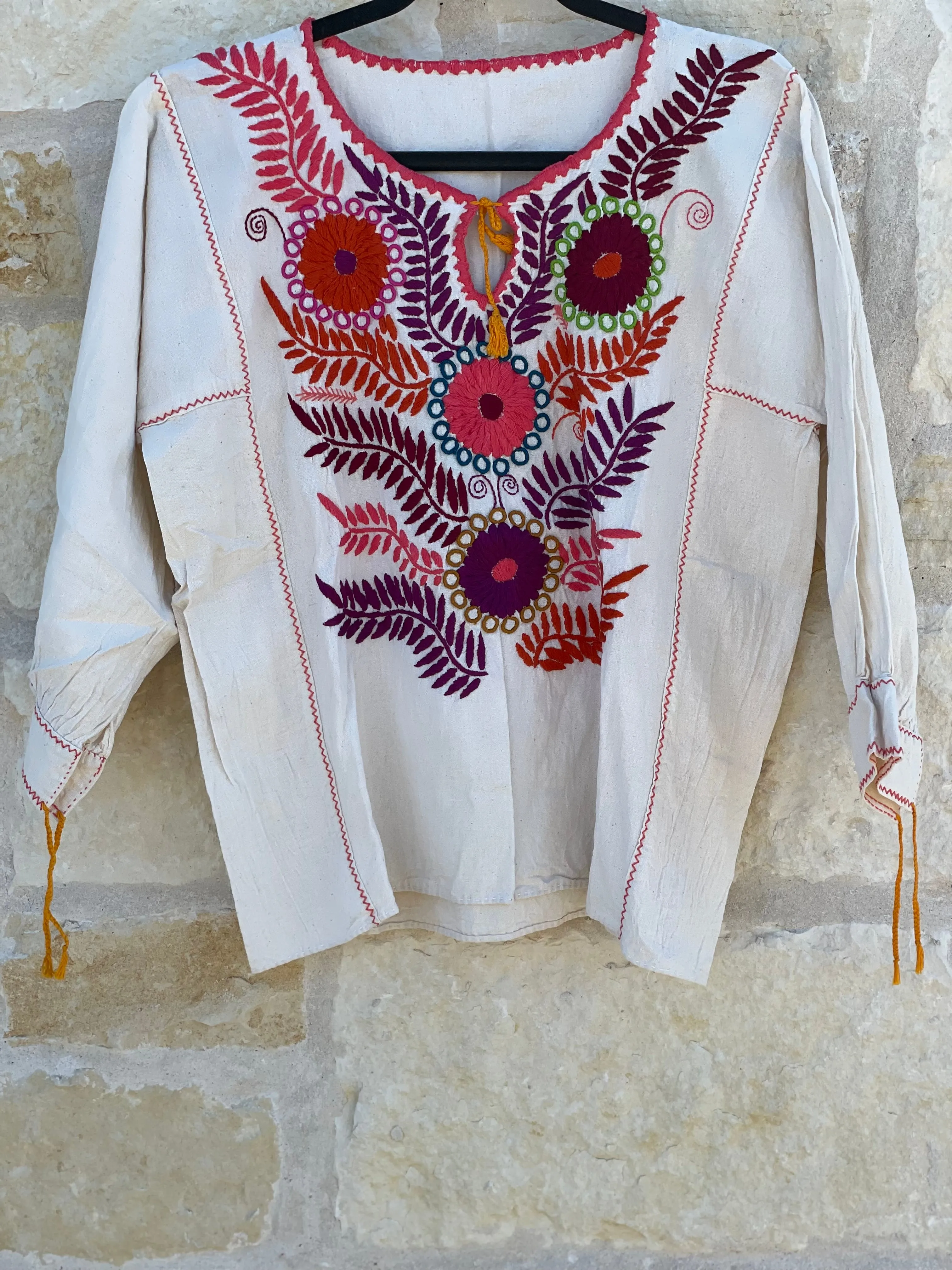 3/4 Sleeve Multicolor Rococo Blouse