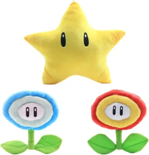 3pcs 7 inch Ice Flower Fire Plower Plush Toy with 10 inch Super Star Man Stuffed Plushies Pillow Doll Gift