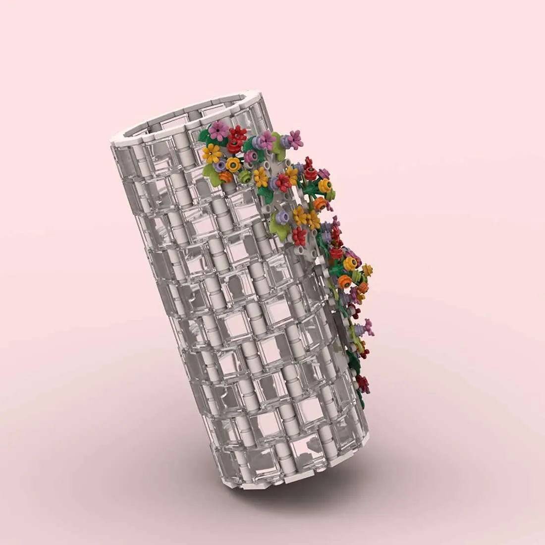 473Pcs Simulation White Translucent Vase Bottle Bricks Model Compatible with Flower Bouquet 10280, Building Blocks Small Particle Display Decoration